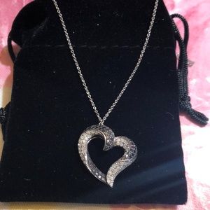 Black and white crystal heart necklace